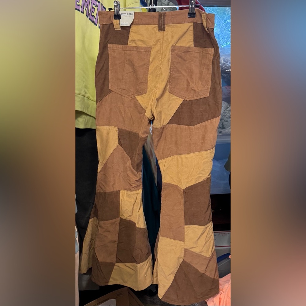 Free People Brown Patchwork Flare Jeans - Picture 7 of 9